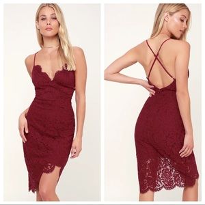 Lulu’s Burgundy Flirting with Desire Lace Dress